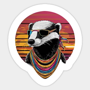 Cool retro honey badger Sticker